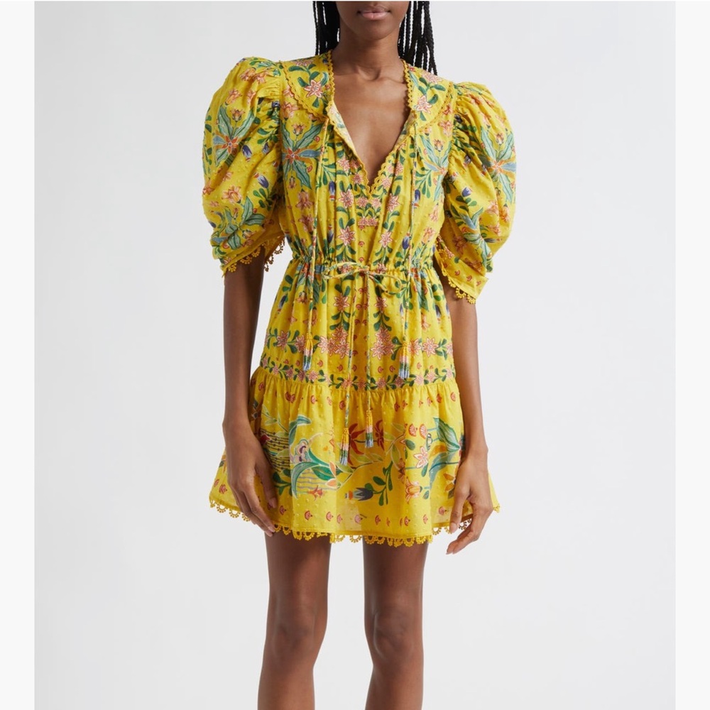 FARM Rio Vibrant Yellow Floral Mini Dress